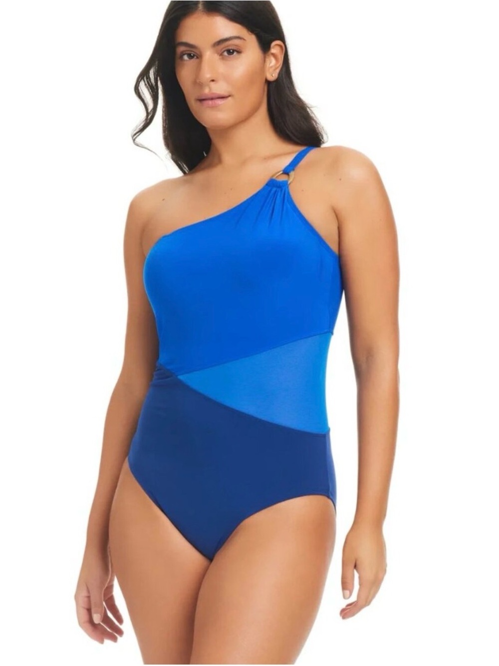Beyond Control one shoulder tummy control swimsuit size 10 in Deep Sea blue NWT